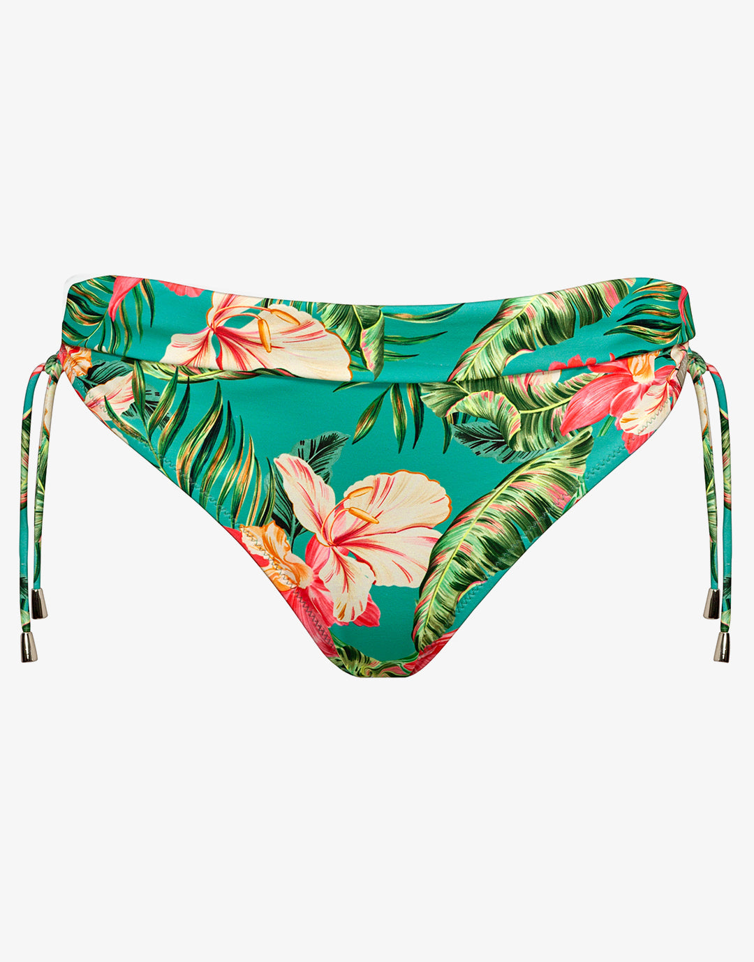 Tropic Adjustable Tie Bikini Pant - Hibiscus Verde - Simply Beach UK