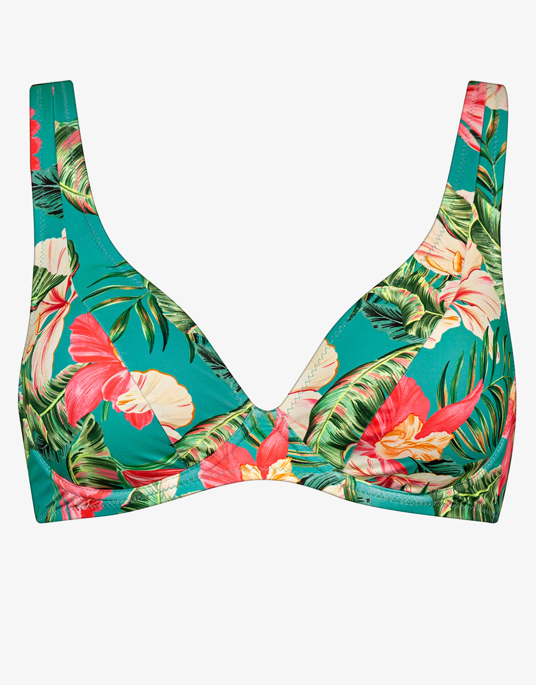 Tropic Joy Underwired Bikini Top - Hibiscus Verde - Simply Beach UK