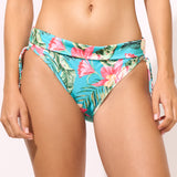 Tropic Adjustable Tie Bikini Pant - Hibiscus Verde - Simply Beach UK