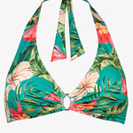 Tropic Joy Ring Halter Bikini Top - Hibiscus Verde - Simply Beach UK