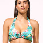 Tropic Joy Ring Halter Bikini Top - Hibiscus Verde - Simply Beach UK