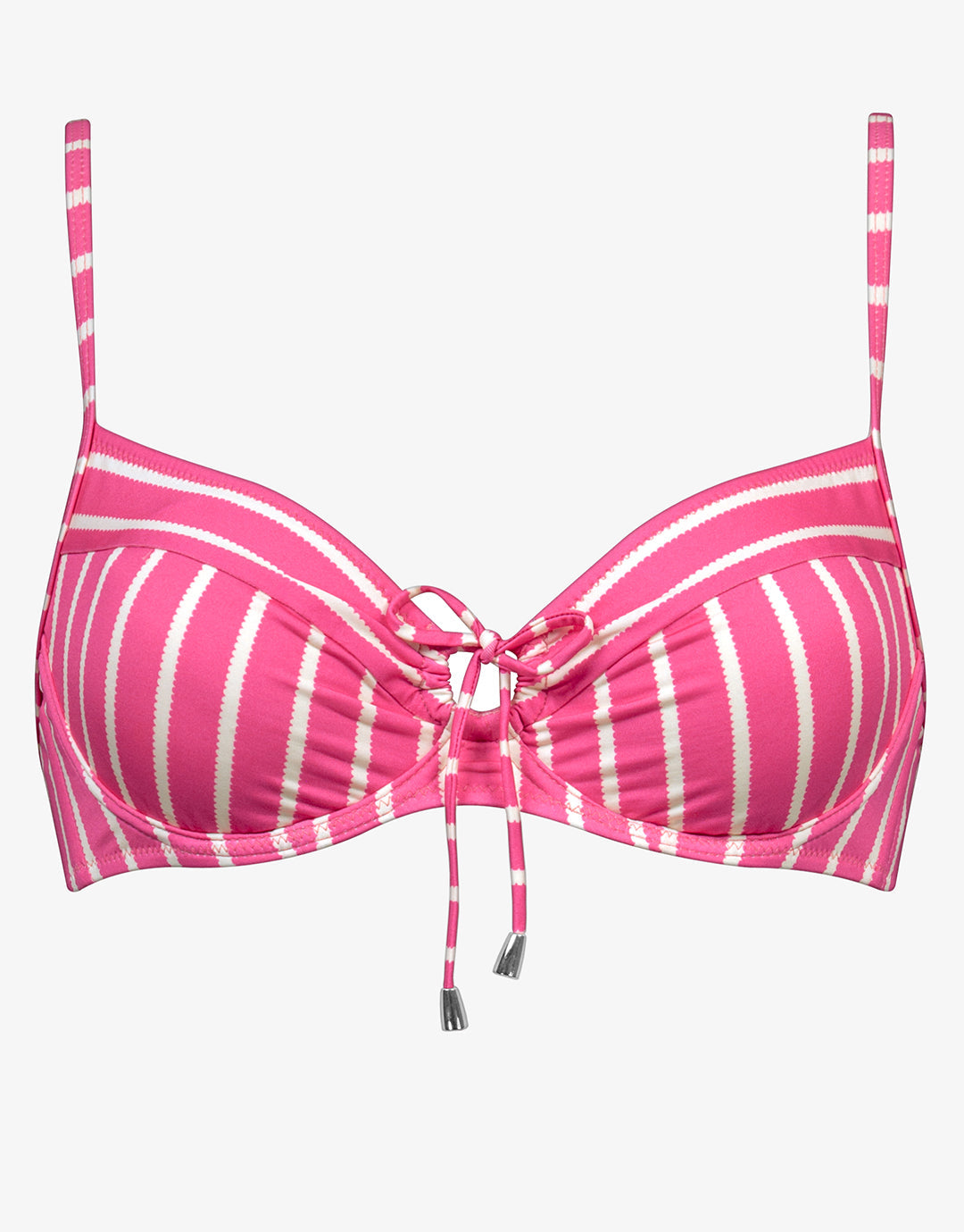 Line Up Underwired Bikini Top - Pink and White - Simply Beach UK