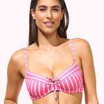 Line Up Underwired Bikini Top - Pink and White - Simply Beach UK