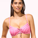 Line Up Underwired Bikini Top - Pink and White - Simply Beach UK