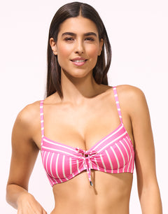 Line Up Underwired Bikini Top - Pink and White - Simply Beach UK