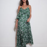 Palmette Ruffle Dress - Jungle Veil