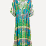 Jacquard Maxi Open Kaftan - Blue Tapestry