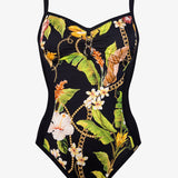 Imperial Tropics Underwired Detail Swimsuit - Gilded Noir