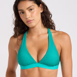 High Tide Multi Fit Longline Tri Bikini Top - Long Island Green