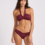 Collective Halter Bandeau Bikini Top - Dark Burgundy
