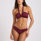Collective Halter Bandeau Bikini Top - Dark Burgundy