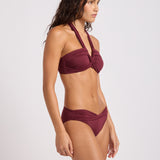 Collective Halter Bandeau Bikini Top - Dark Burgundy