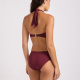 Collective Halter Bandeau Bikini Top - Dark Burgundy