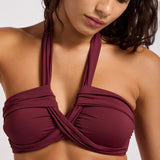 Collective Halter Bandeau Bikini Top - Dark Burgundy