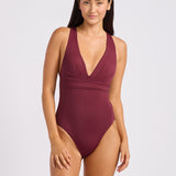 Collective Cross Back Swimsuit - Dark Burgundy