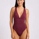 Collective Cross Back Swimsuit - Dark Burgundy