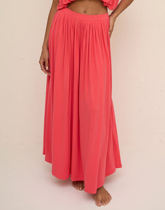 Areia Knit Maxi Skirt - Coral - Simply Beach UK