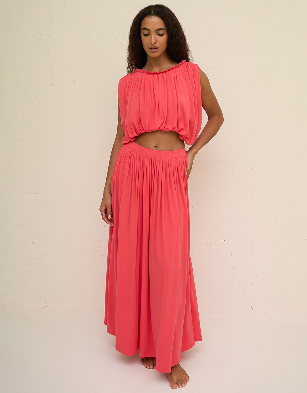 Areia Knit Maxi Skirt - Coral - Simply Beach UK