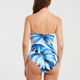 Azura Bandeau Swimsuit - Blue and White - Simply Beach UK