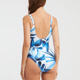 Azura Wrap Swimsuit - Blue and White - Simply Beach UK