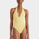Hunza G Adriana Beaded Swimsuit - Butter - Simply Beach UK