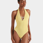 Hunza G Adriana Beaded Swimsuit - Butter - Simply Beach UK
