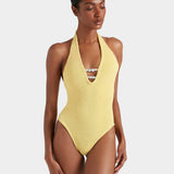 Hunza G Adriana Beaded Swimsuit - Butter - Simply Beach UK
