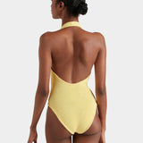 Hunza G Adriana Beaded Swimsuit - Butter - Simply Beach UK