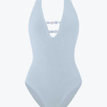 Hunza G Adriana Beaded Swimsuit - Metallic Ice Blue - Simply Beach UK