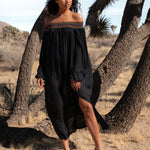 Smocked Off the Shoulder Dress - Black - Simply Beach UK