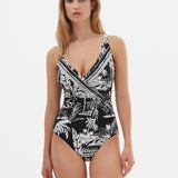 Bahia Wrap Front Swimsuit - Black and White - Simply Beach UK