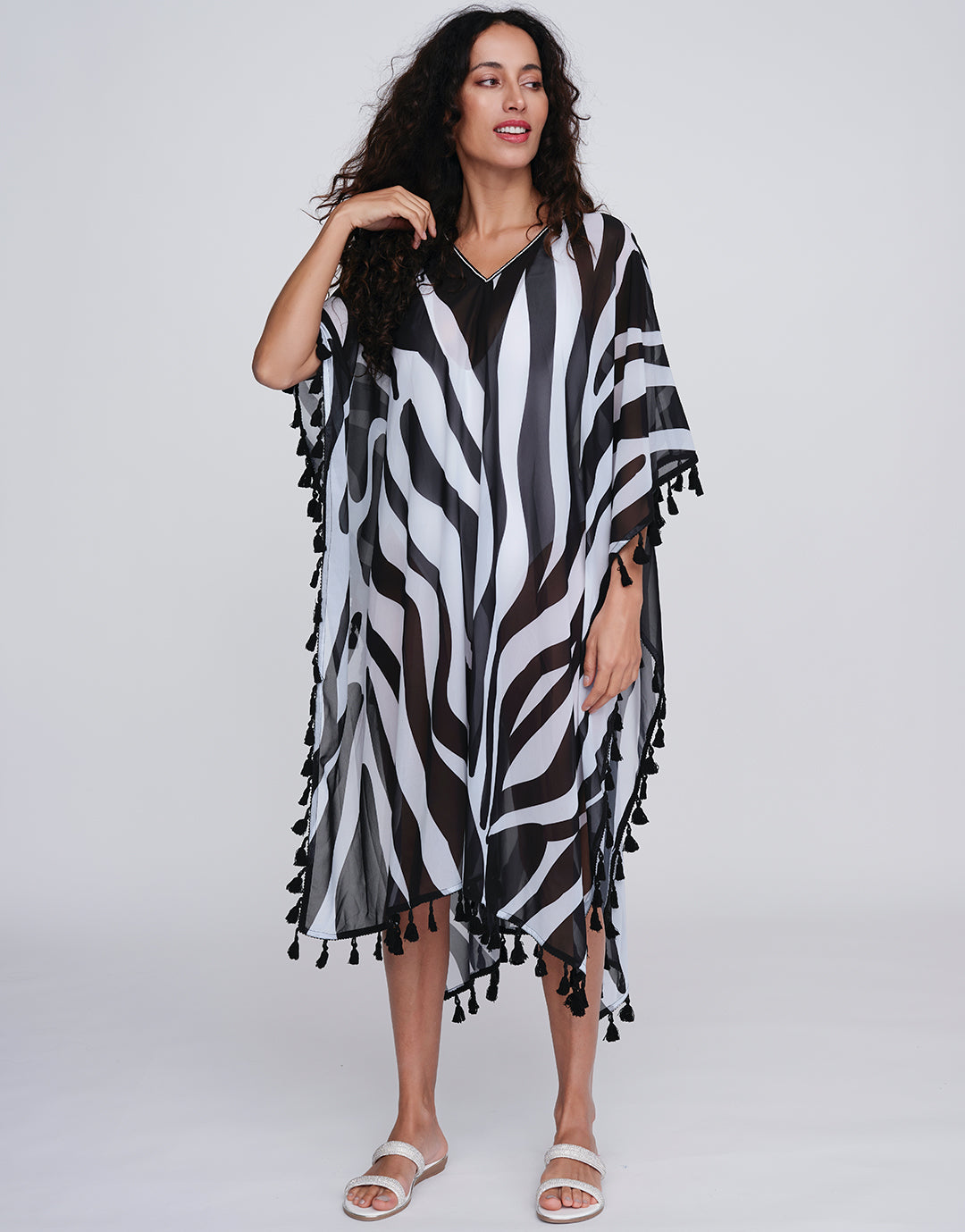 Bali Kaftan - Black and White - Simply Beach UK