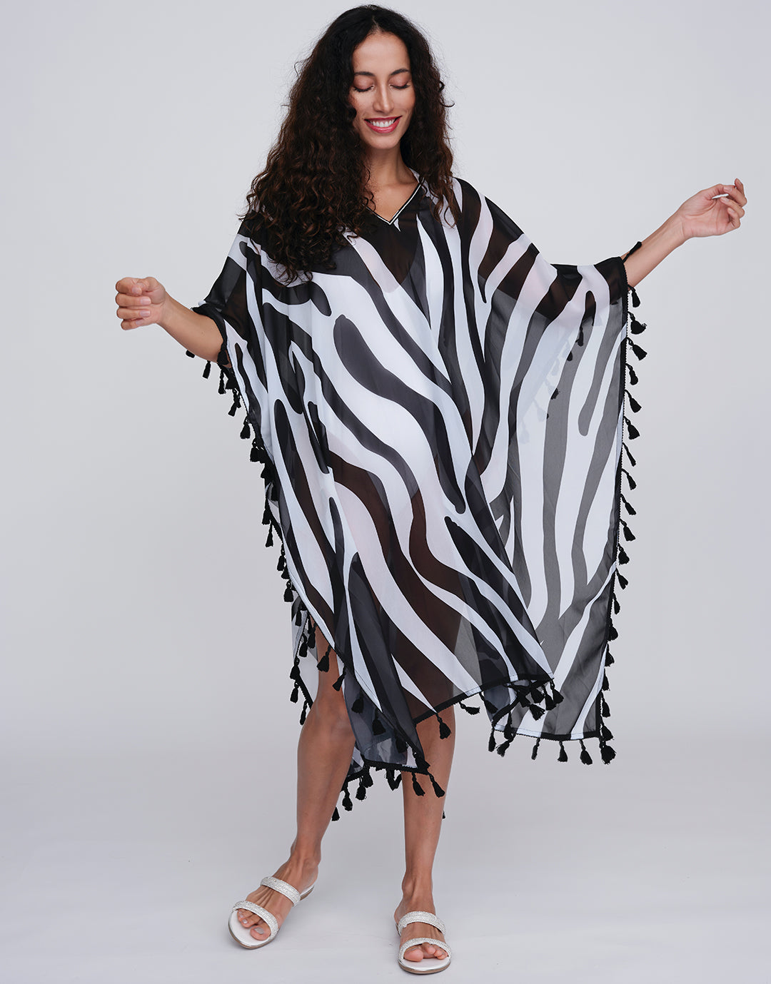 Bali Kaftan - Black and White - Simply Beach UK