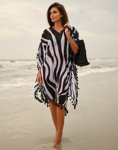 Bali Kaftan - Black and White - Simply Beach UK