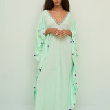Pitusa Colourblock Pom Pom Sevillana Dress - Aqua - Simply Beach UK