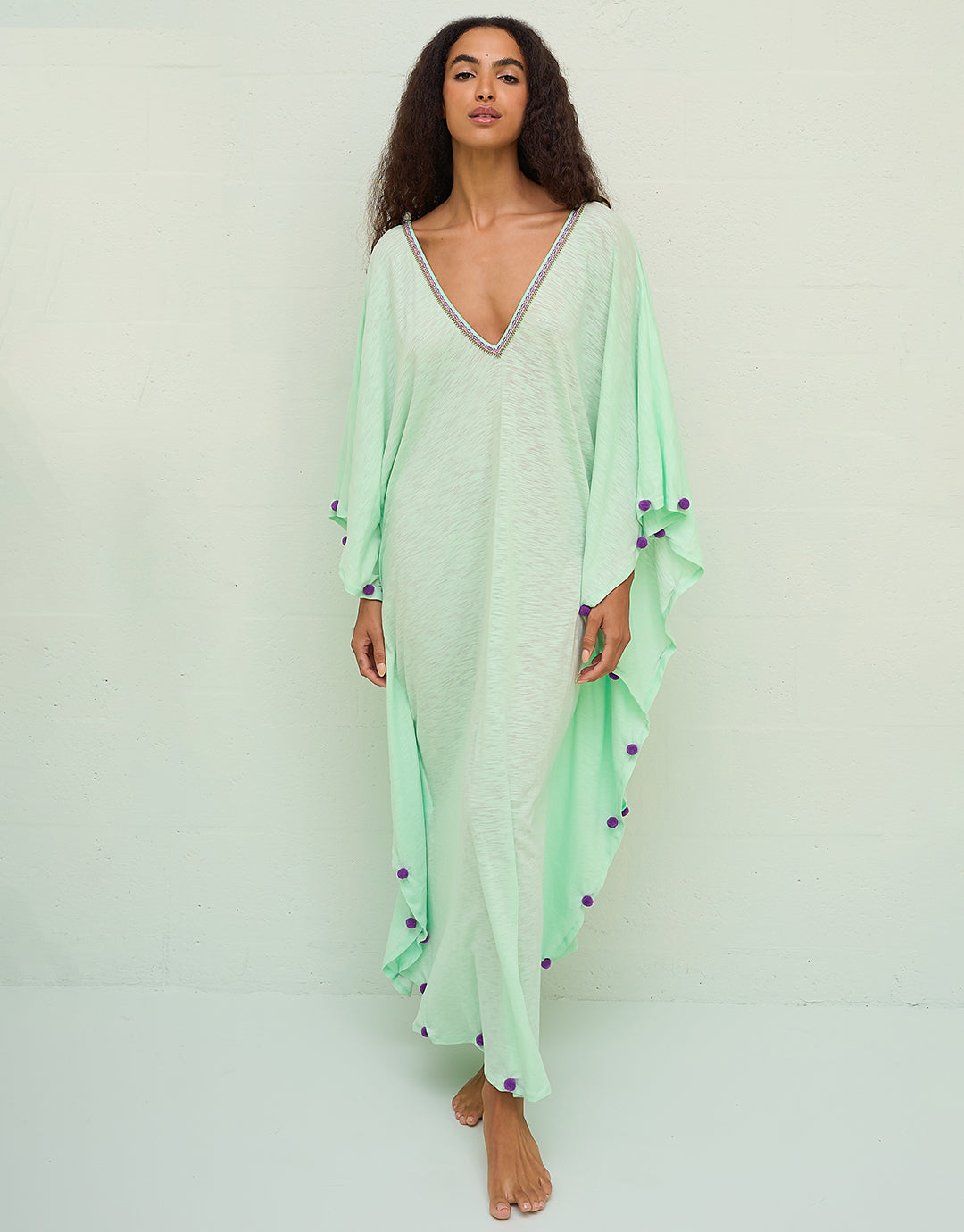 Colourblock Pom Pom Sevillana Dress - Aqua - Simply Beach UK