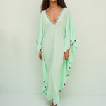 Pitusa Colourblock Pom Pom Sevillana Dress - Aqua - Simply Beach UK
