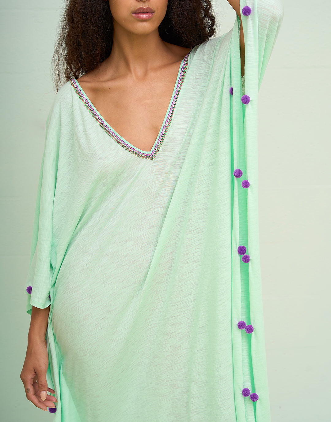 Colourblock Pom Pom Sevillana Dress - Aqua Colourblock Pom Pom Sevillana Dress - Aqua