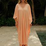 Pitusa Colourblock Pom Pom Sevillana Dress - Melon - Simply Beach UK