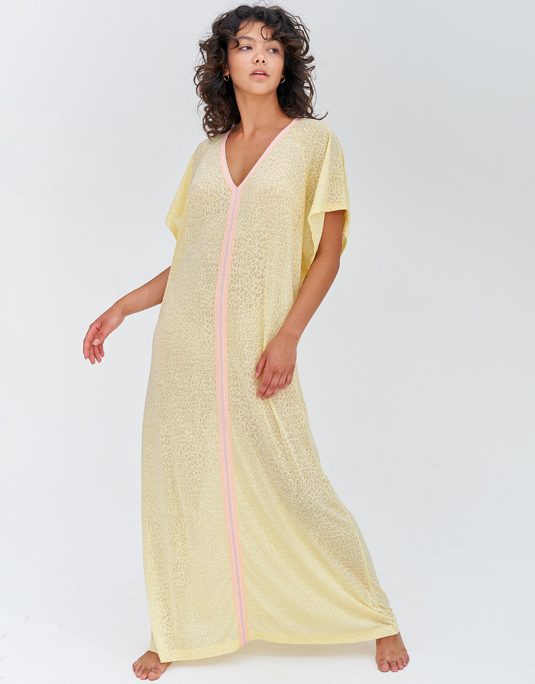 Cheetah Inca Abaya - Soft Lemon - Simply Beach UK