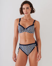 Charmline Seaside Dining Underwired Bikini Set - Navy Cream - Simply Beach UK