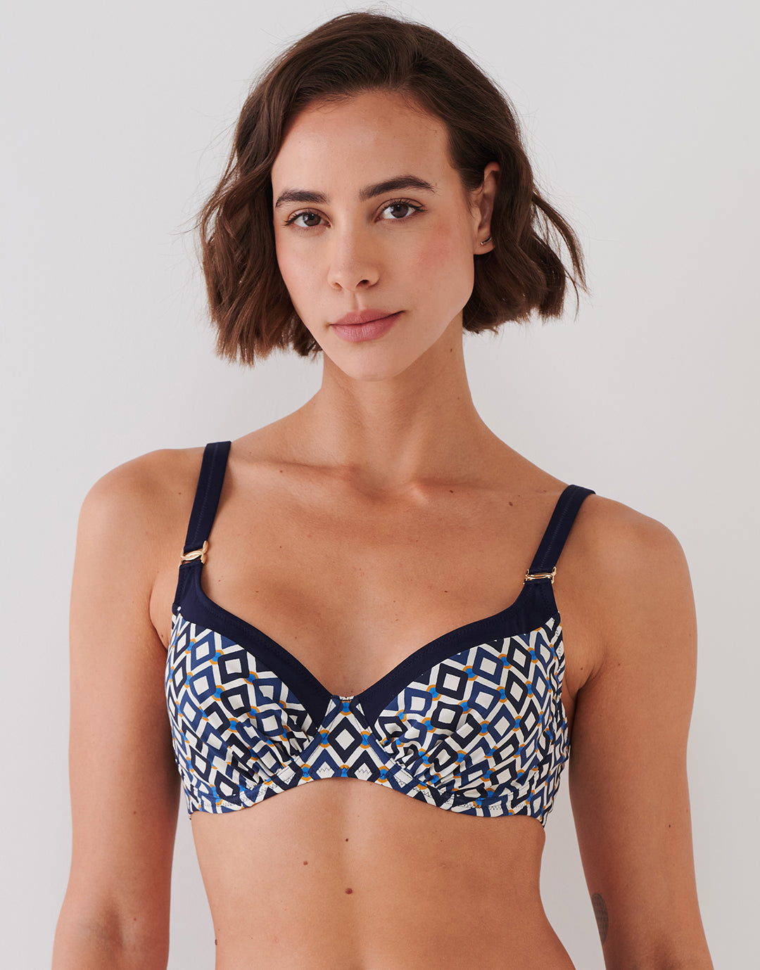Seaside Dining Underwired Bikini Set - Navy Cream - Simply Beach UK