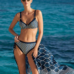 Seaside Dining Moulded Underwired Swimsuit - Navy Cream - Simply Beach UK