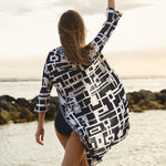 Charmline Graphic Frame Kaftan - Black White - Simply Beach UK