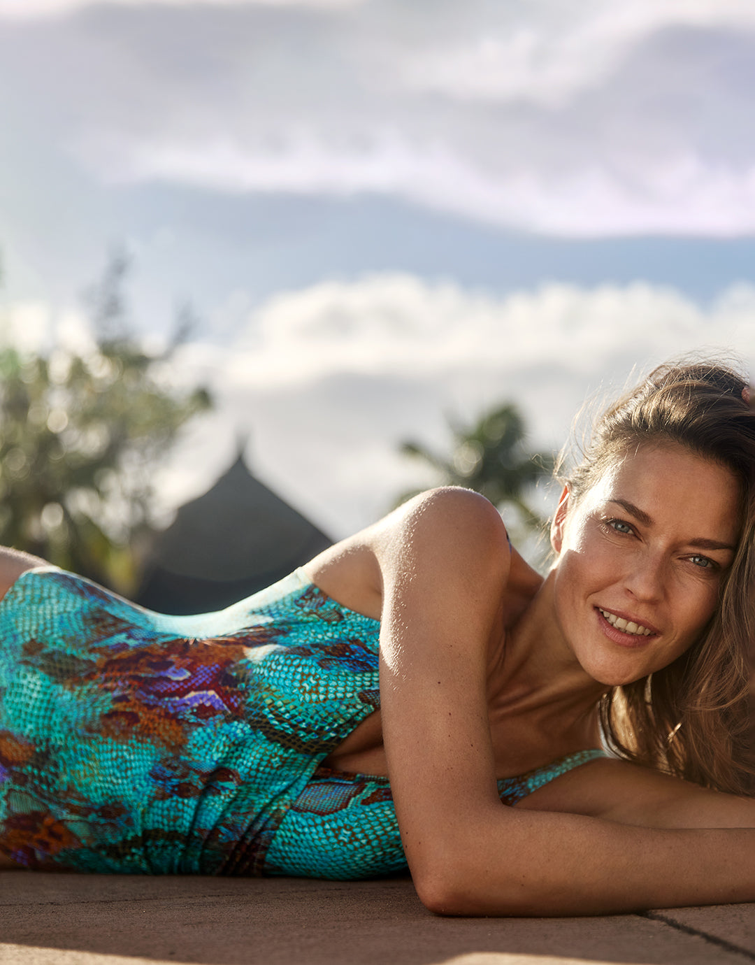 Aquatic Reptile Wrap Swimsuit - Aqua Python - Simply Beach UK