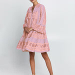 Greek Archaic Kori Classic Triangle Long Sleeve Dress - Pink and Pink Bronze - Simply Beach UK