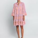 Greek Archaic Kori Classic Triangle Long Sleeve Dress - Pink and Pink Bronze - Simply Beach UK