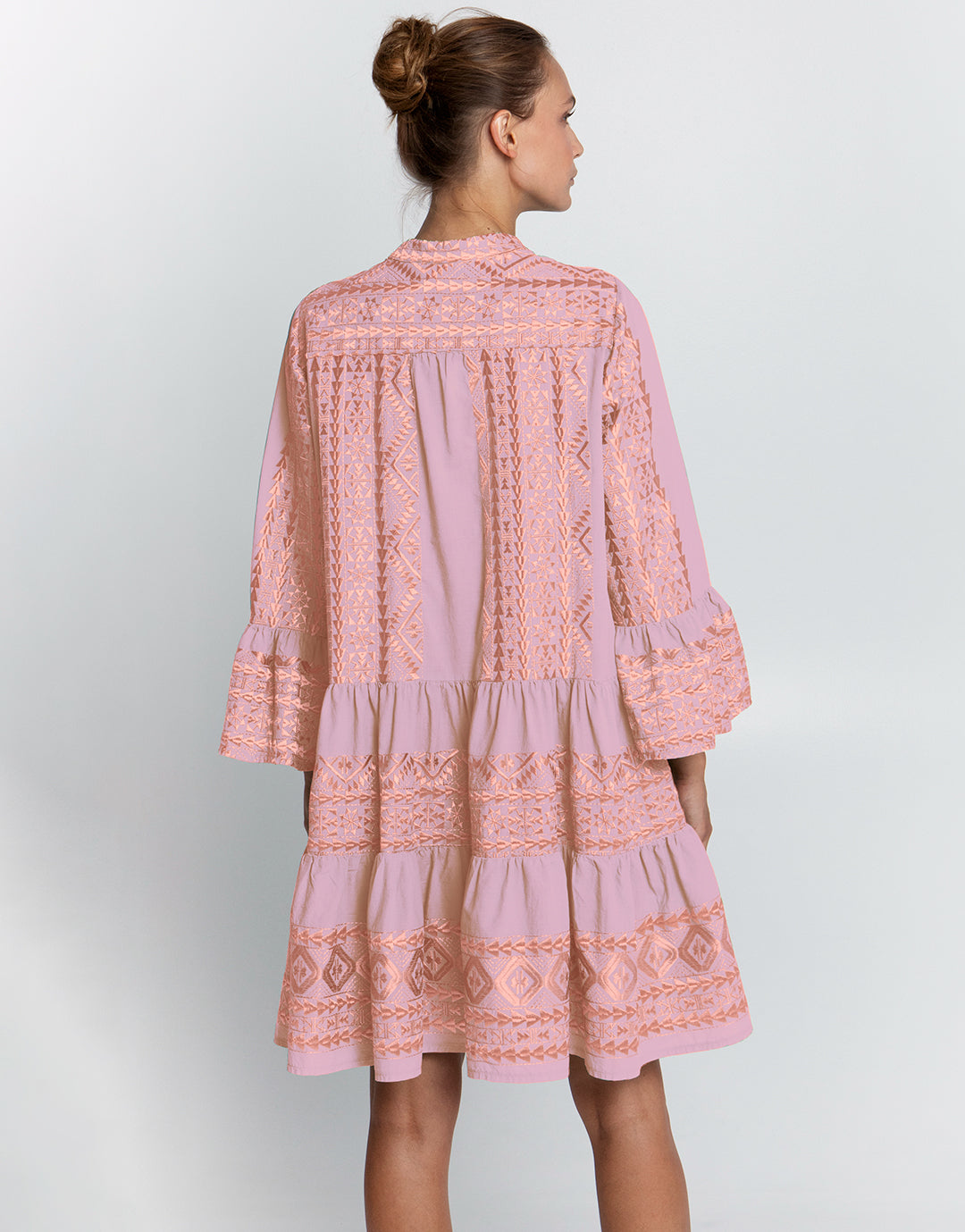 Greek Archaic Kori Classic Triangle Long Sleeve Dress - Pink and Pink Bronze - Simply Beach UK