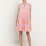 Greek Archaic Kori Classic Triangle Sleeveless Mini Dress - Pink and Pink Bronze - Simply Beach UK