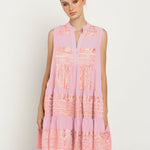 Greek Archaic Kori Classic Triangle Sleeveless Mini Dress - Pink and Pink Bronze - Simply Beach UK